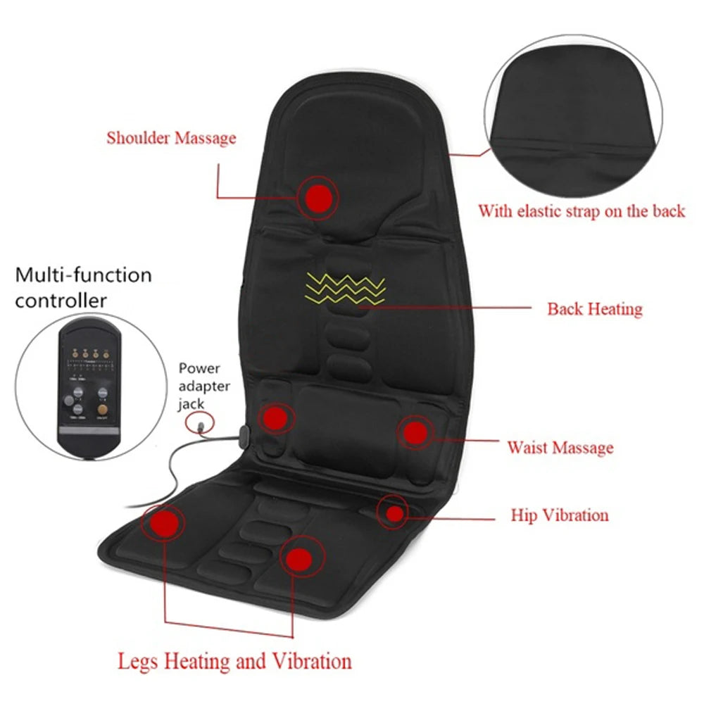 Multifunctional Car Chair Body Massage Heat Mat Seat Cover Cushion Neck Pain Lumbar Support Pad Back Massager